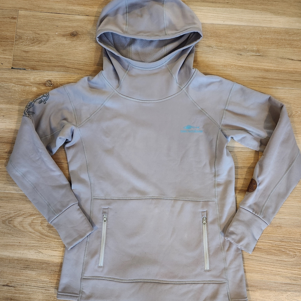 Grundens Salmon Sisters Collection Women's Hoodie Sweatshirt | Gray | Medium